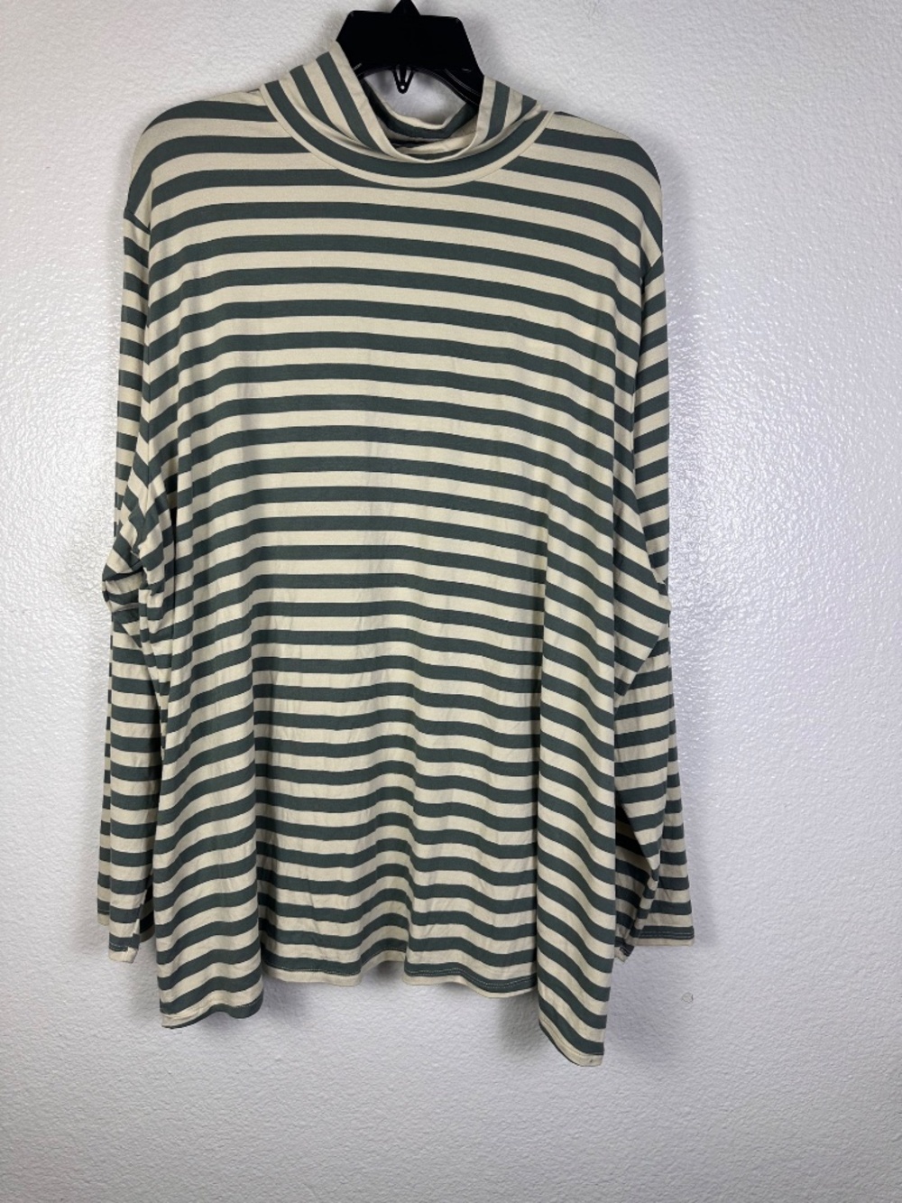 Ava & Viv Striped Turtleneck Long Sleeve Top - Sage & Cream. Sz 3X. - Picture 2 of 7